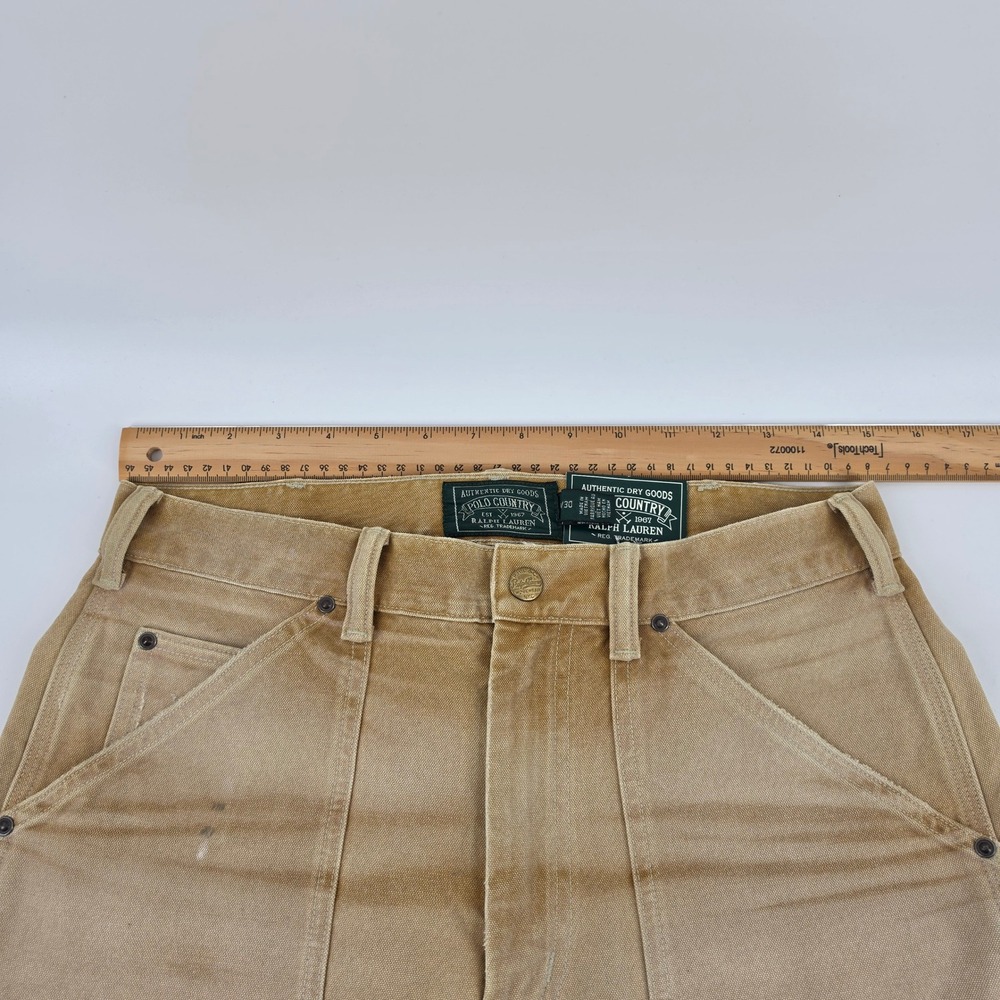 Polo Country Ralph Lauren Mens Tan Double Knee Canvas Carpenter Pants 29x30 NWOT - Picture 6 of 8
